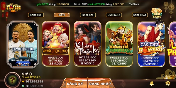 giao diện kho game của iwin tintucgamebai.com