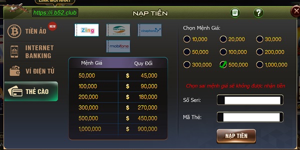 nạp thẻ zing game bài b52 tintucgamebai.com