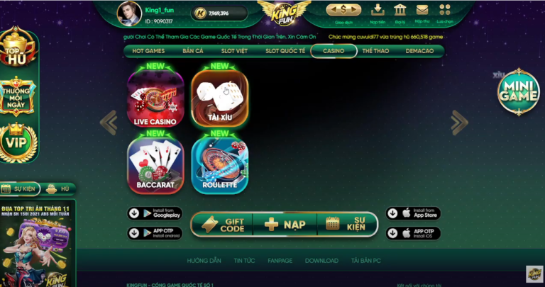 Kingfun: chơi Casino Online kiếm 500k-1M quá đơn giản