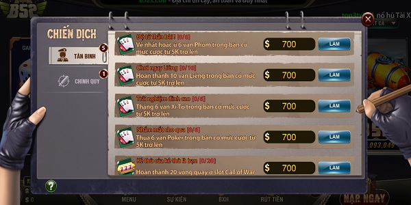 nhiệm vụ tân bình của game bài b52 tintucgamebai.com